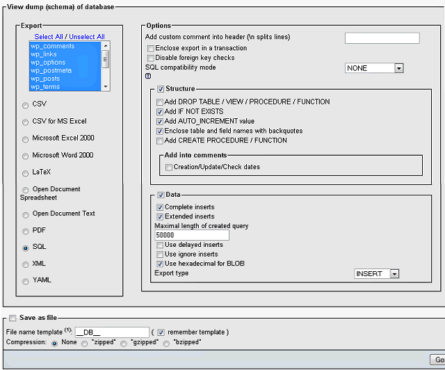 Backup and Download Database